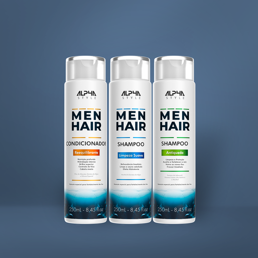 Alpha Full Force Kit (01 Shampoo Antiqueda 250ml + 01 Shampoo Limpeza Suave 250ml + 01 Condicionador 250ml)