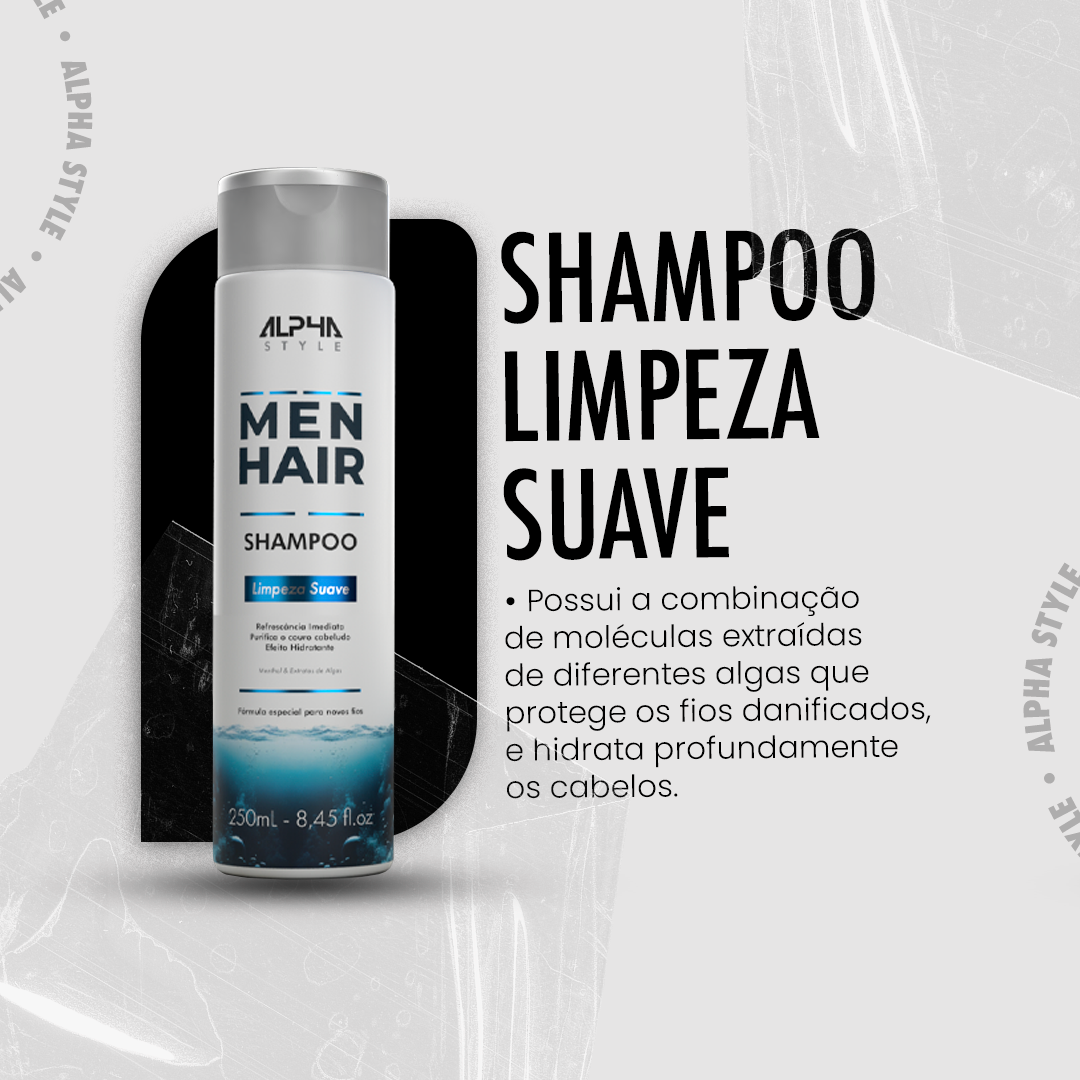 AlphaClean – Shampoo Limpeza Suave 250ml – Força e Estilo Todos os Dias